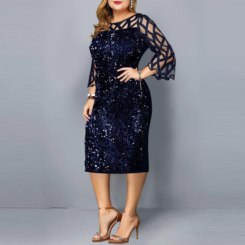 Latest fashion party dresses sequins plus size women sexy night club dress - fadidesign