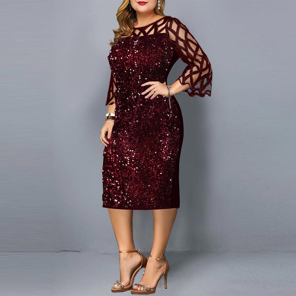 Latest fashion party dresses sequins plus size women sexy night club dress - fadidesign