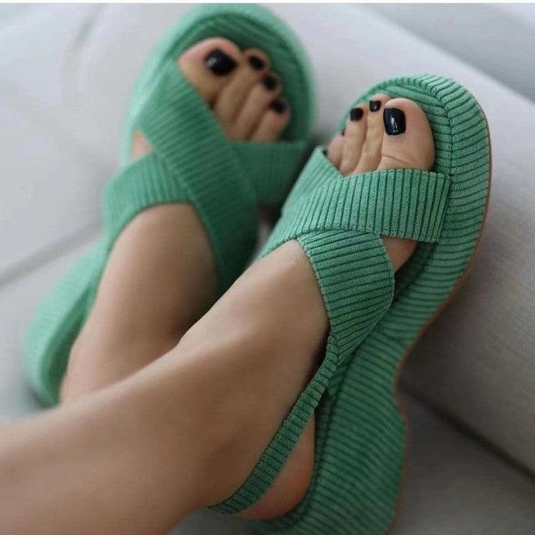 Lazy Suede Cross Strap Casual Fashion Open Toe Sandals For Women - fadidesign