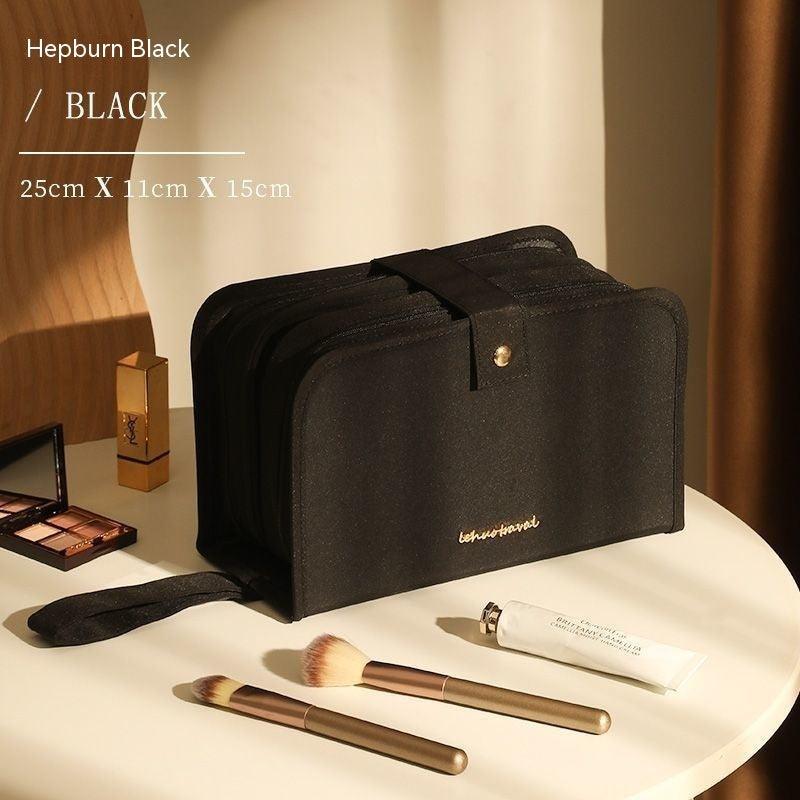 Leather Book Cosmetic Bag Large Capacity Portable - fadidesign