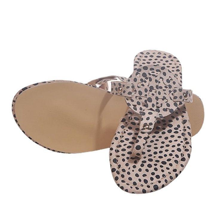 Leopard Print Beach Sandals And Slippers For Women - fadidesign