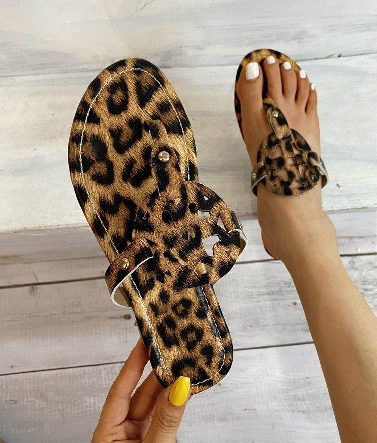 Leopard Print Beach Sandals And Slippers For Women - fadidesign