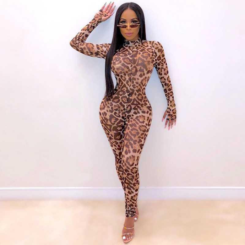 Leopard Print Jumpsuit Slim Fit Sexy Leggings Ladies Jumpsuit Women - fadidesign