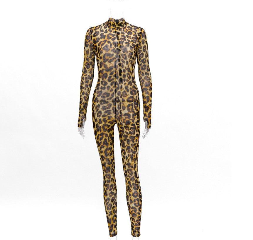 Leopard Print Jumpsuit Slim Fit Sexy Leggings Ladies Jumpsuit Women - fadidesign