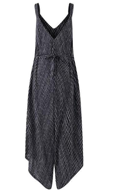 Light Ripe Women's Striped Suspenders Loose One-piece Cropped Pants - fadidesign