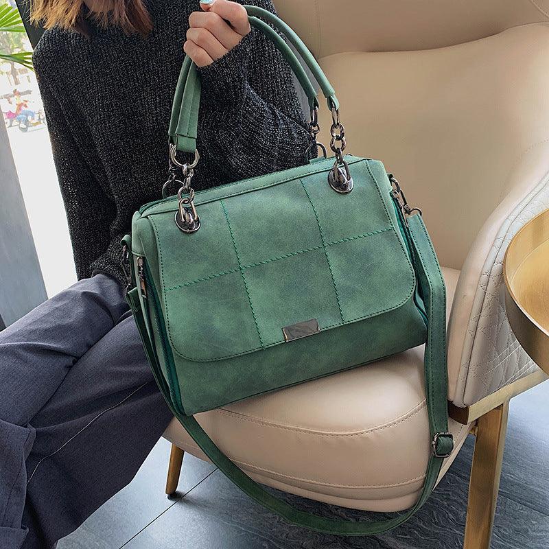 Matte Women Scrub Female Shoulder Bags Large Capacity Matcha Green PU Leather Lady Totes Boston Bag for Travel Hand Bags - fadidesign