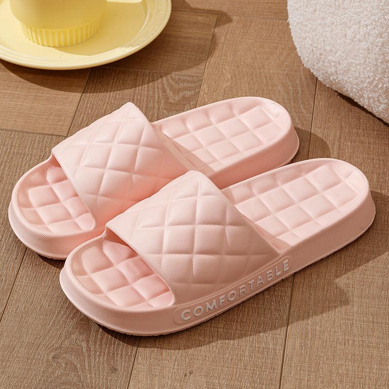 Men's Home Slippers With Plaid Design Soft-soled Silent Indoor Floor Bathing Slippers Women House Shoes Summer - fadidesign