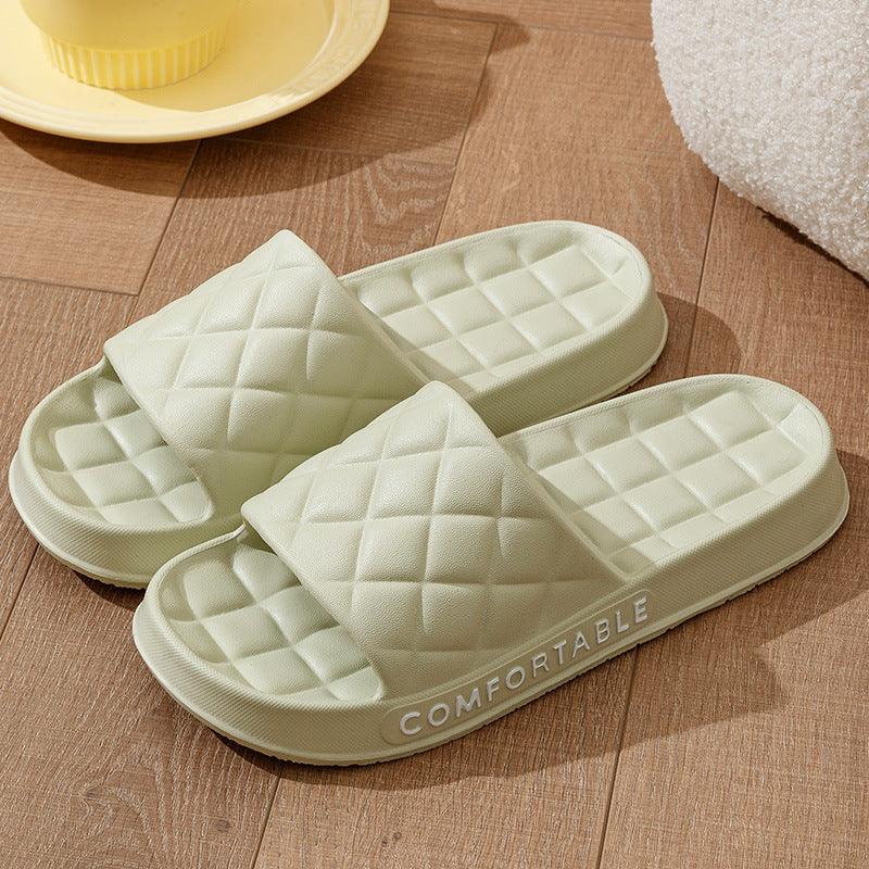 Men's Home Slippers With Plaid Design Soft-soled Silent Indoor Floor Bathing Slippers Women House Shoes Summer - fadidesign