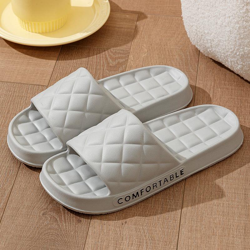 Men's Home Slippers With Plaid Design Soft-soled Silent Indoor Floor Bathing Slippers Women House Shoes Summer - fadidesign