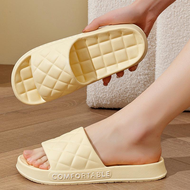 Men's Home Slippers With Plaid Design Soft-soled Silent Indoor Floor Bathing Slippers Women House Shoes Summer - fadidesign