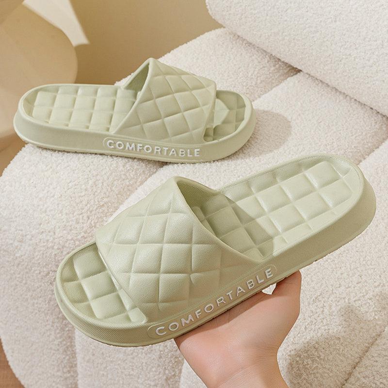 Men's Home Slippers With Plaid Design Soft-soled Silent Indoor Floor Bathing Slippers Women House Shoes Summer - fadidesign