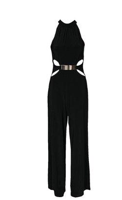 Modern sleeveless high neck jumpsuit in black - fadidesign