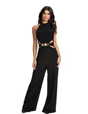 Modern sleeveless high neck jumpsuit in black - fadidesign