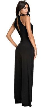 Modern sleeveless high neck jumpsuit in black - fadidesign