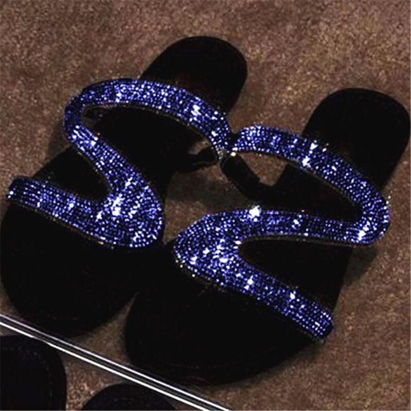 New bright diamond flat slippers women - fadidesign