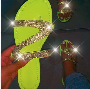 New bright diamond flat slippers women - fadidesign