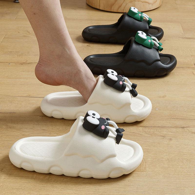 New Cartoon Frog Slippers Indoor Soft Soled Non-slip Floor Bathing Slipper For Women House Shoes Summer Couple Slippers - fadidesign