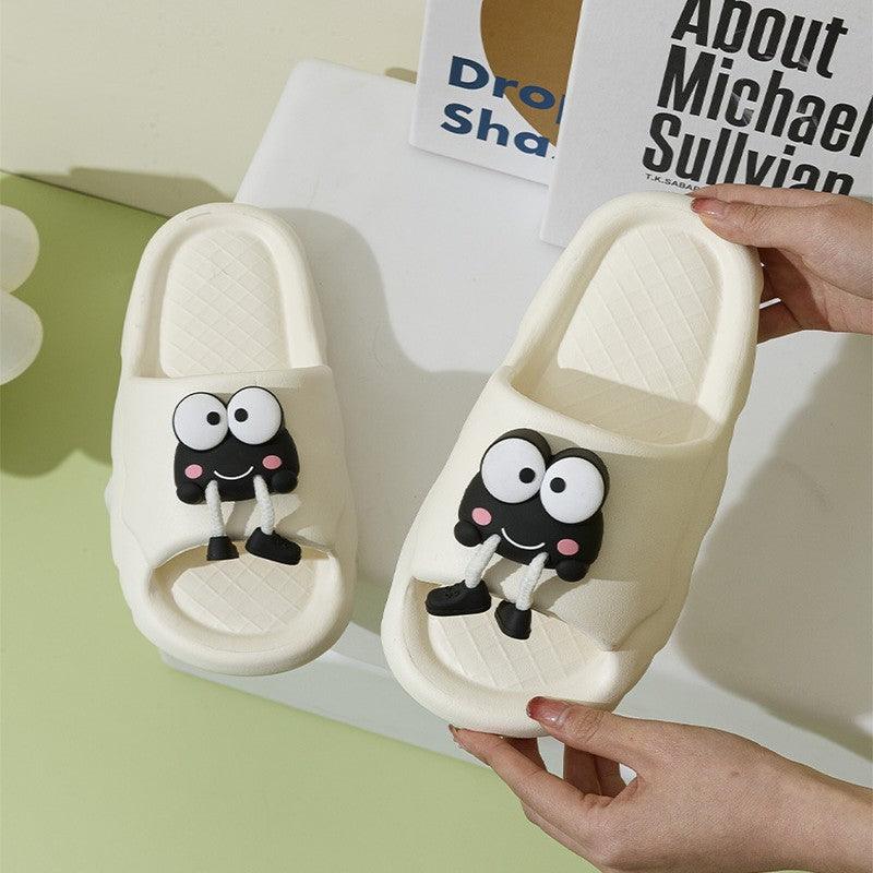 New Cartoon Frog Slippers Indoor Soft Soled Non-slip Floor Bathing Slipper For Women House Shoes Summer Couple Slippers - fadidesign