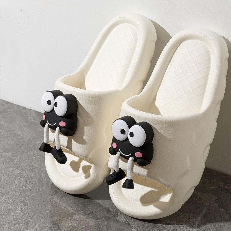 New Cartoon Frog Slippers Indoor Soft Soled Non-slip Floor Bathing Slipper For Women House Shoes Summer Couple Slippers - fadidesign