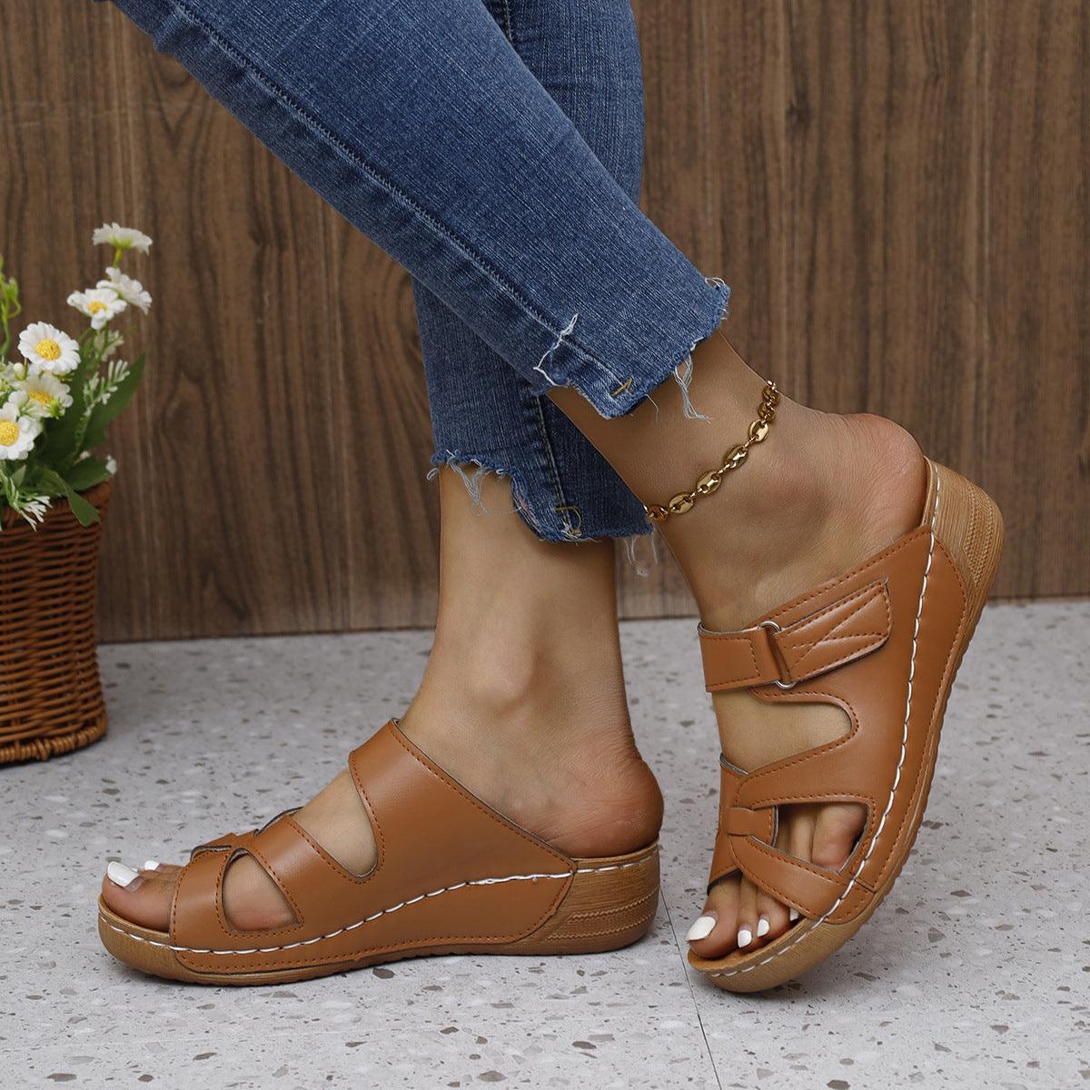 New Casual Wedge Platform Hollow Slippers For Women - fadidesign