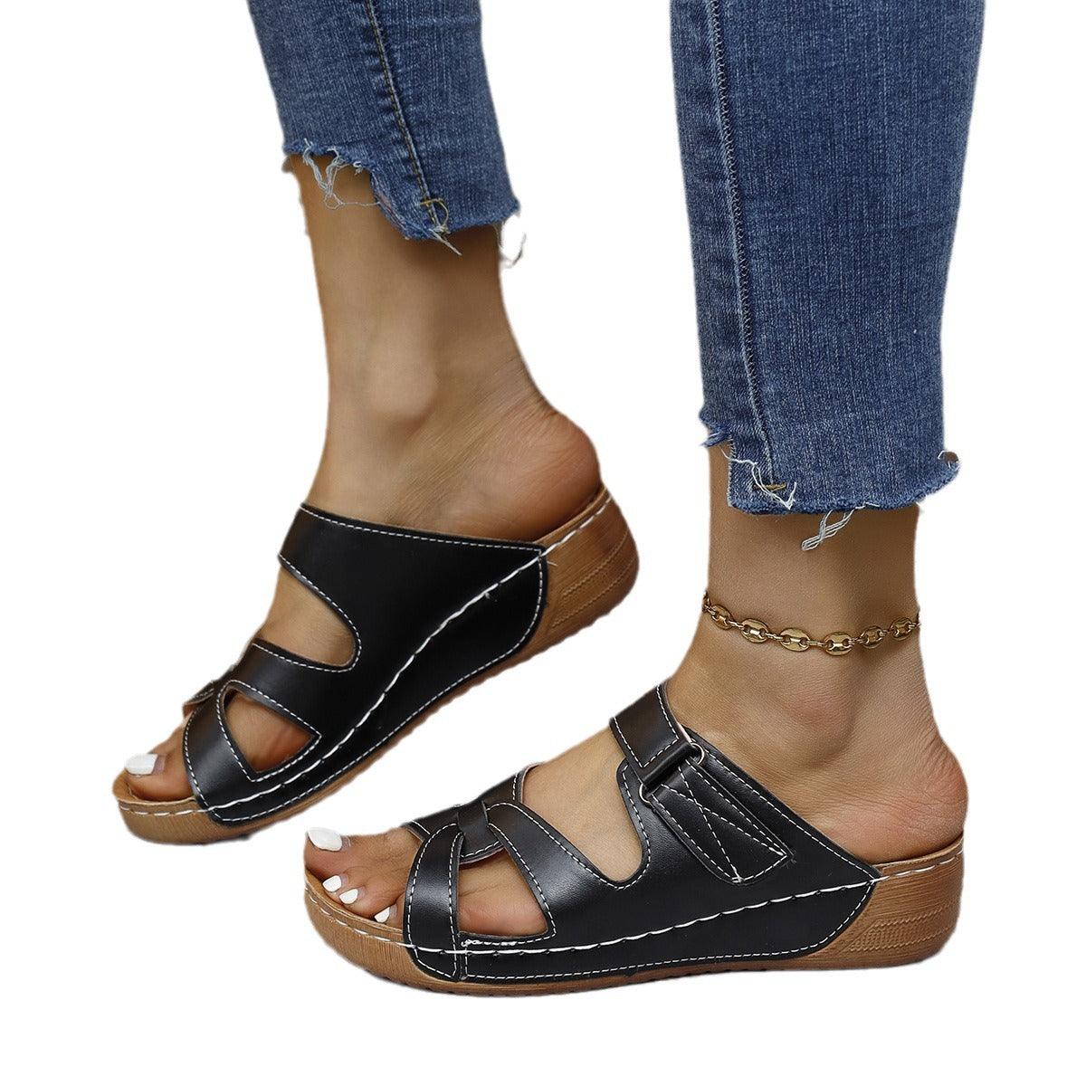 New Casual Wedge Platform Hollow Slippers For Women - fadidesign