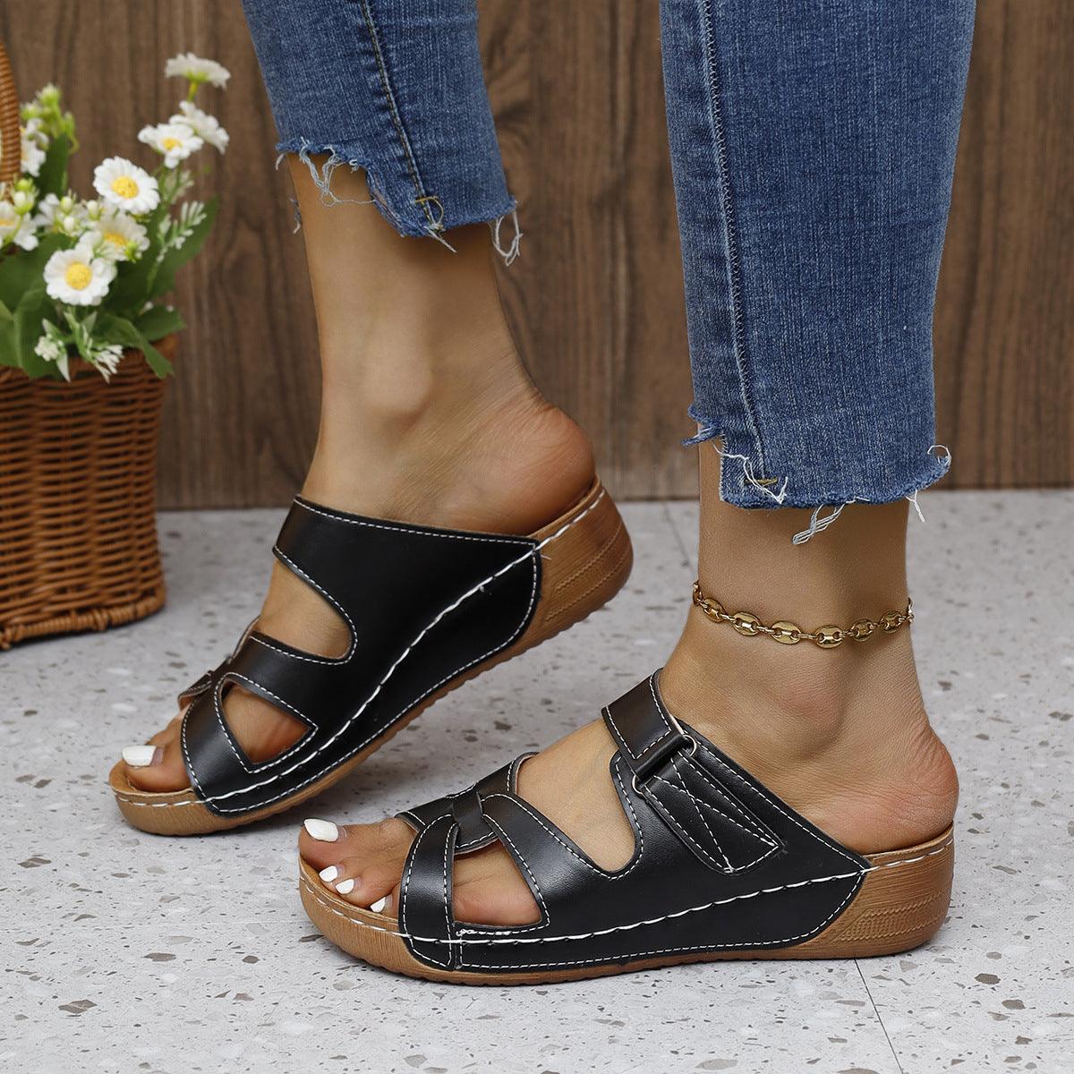 New Casual Wedge Platform Hollow Slippers For Women - fadidesign