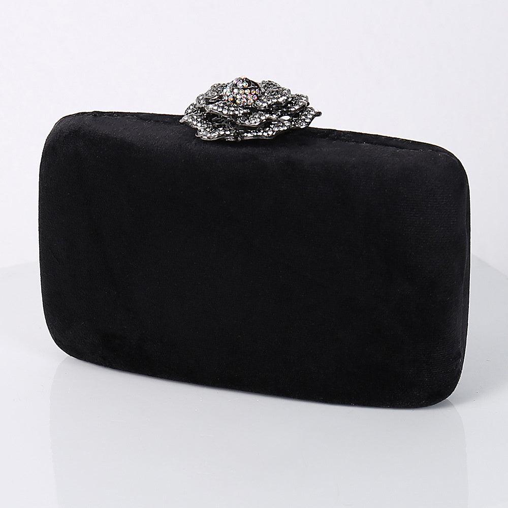 New Diamond Decoration Evening Bag PU Flannel Clutch Bag Chain Satchel Banquet Dress Bag Party Evening Gift Bag Evening Bag - fadidesign