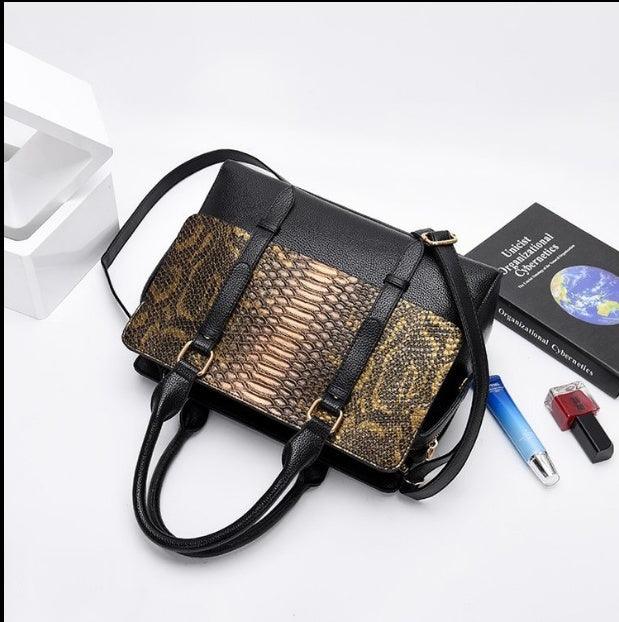 New female bag snake-print handbag large-capacity European and American style fan wear bag trend shoulder bag - fadidesign