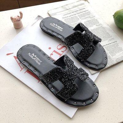 New female sandals and slippers Korean fashion h dragged water beach flat sandals and slippers women - fadidesign