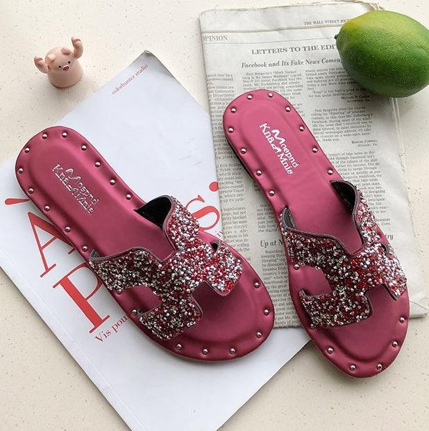 New female sandals and slippers Korean fashion h dragged water beach flat sandals and slippers women - fadidesign