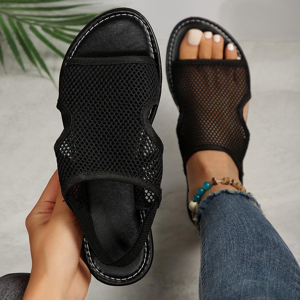 New Mesh Sandals Summer Casual Breathable Flat Shoes For Women Men Beach Shoes - fadidesign