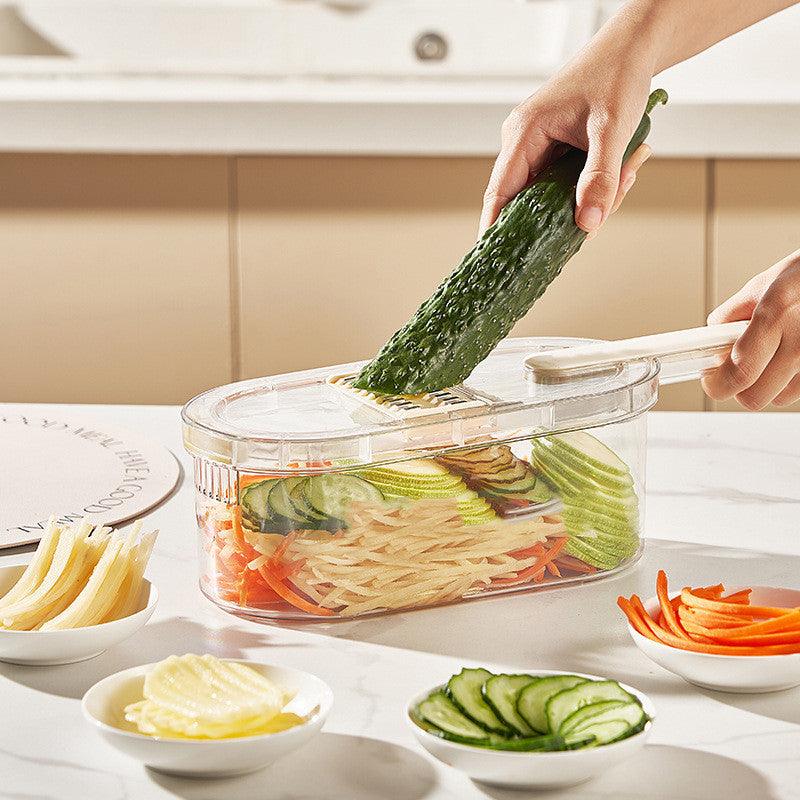 New Multifunction Vegetable Cutter With Basket And Brush Portable Slicer Chopper Kitchen Tools - fadidesign