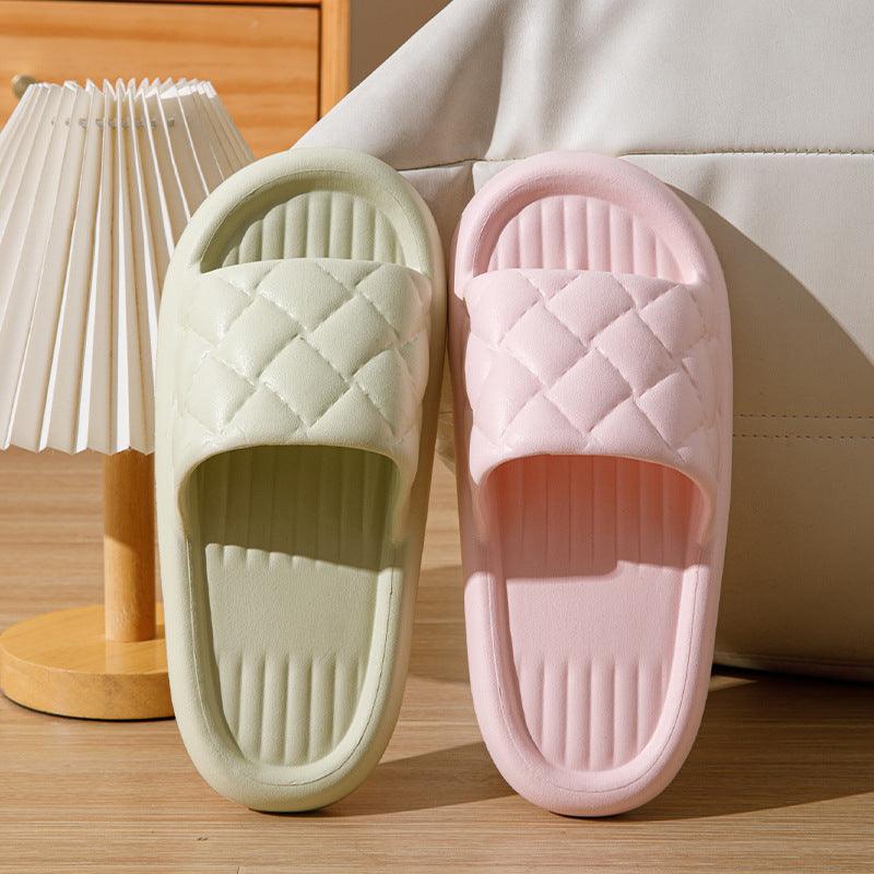 New Rhombus Home Slippers Summer Non-slip Floor Bathroom Slipper Lightweight Simple House Shoes For Women Men - fadidesign