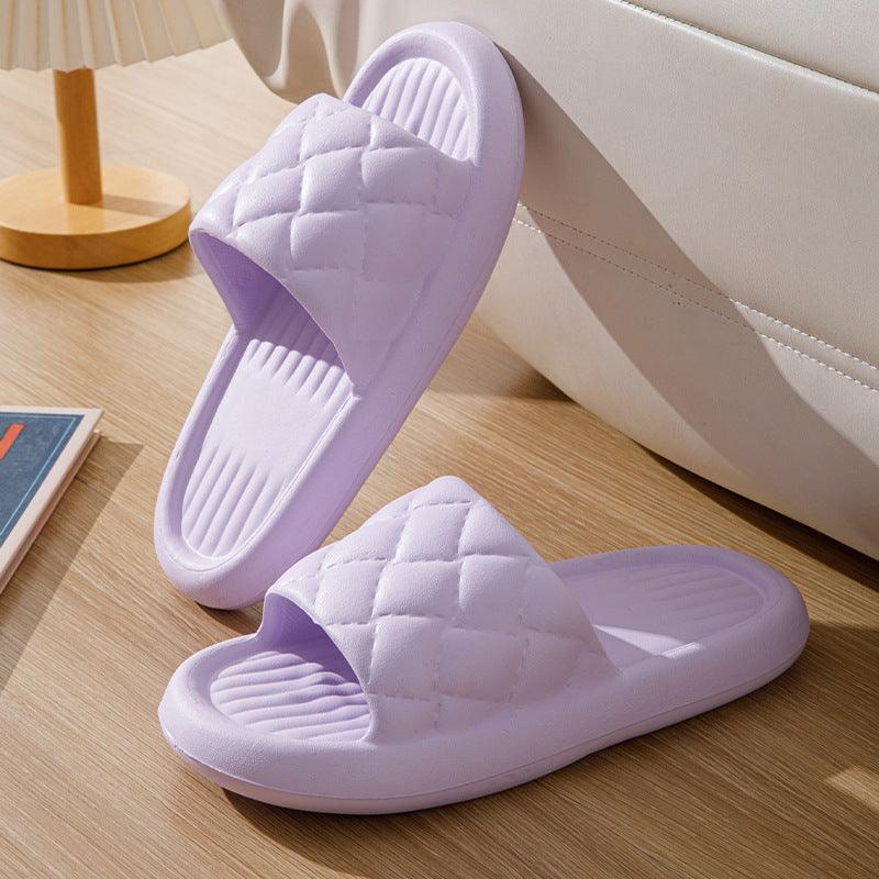 New Rhombus Home Slippers Summer Non-slip Floor Bathroom Slipper Lightweight Simple House Shoes For Women Men - fadidesign