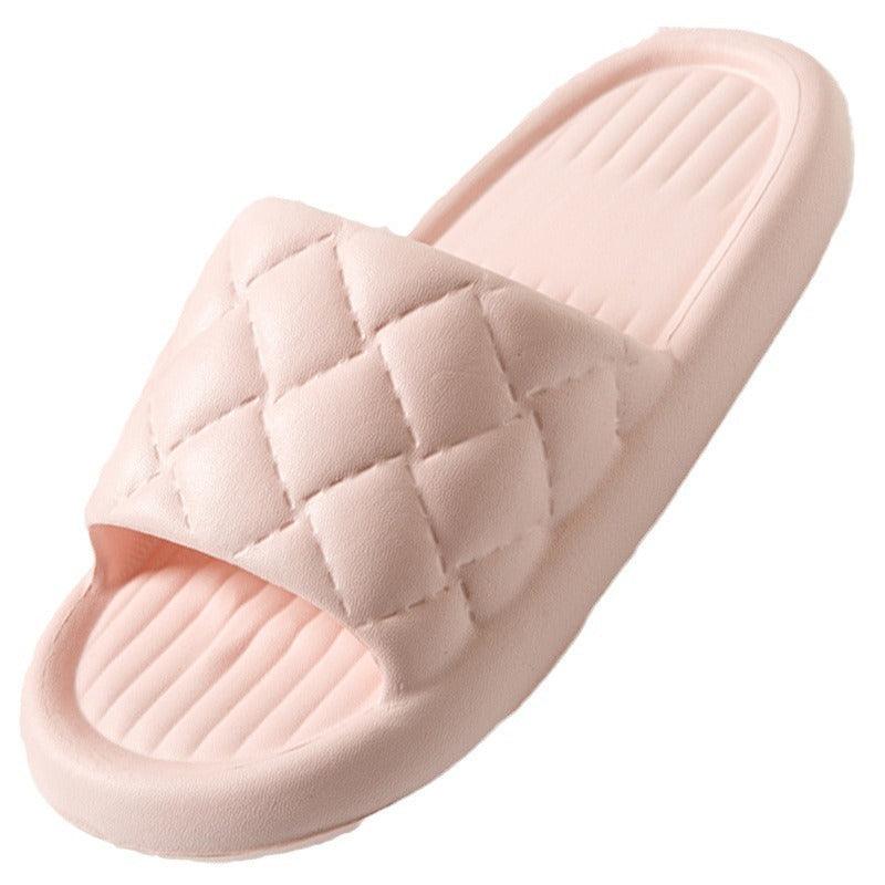 New Rhombus Home Slippers Summer Non-slip Floor Bathroom Slipper Lightweight Simple House Shoes For Women Men - fadidesign