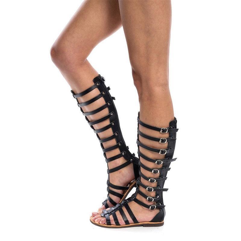 New Roman Gladiator Sandals Boots Summer Open Toe Hollow Flat Shoes Fashion Belt Buckle Sandals For Women - fadidesign