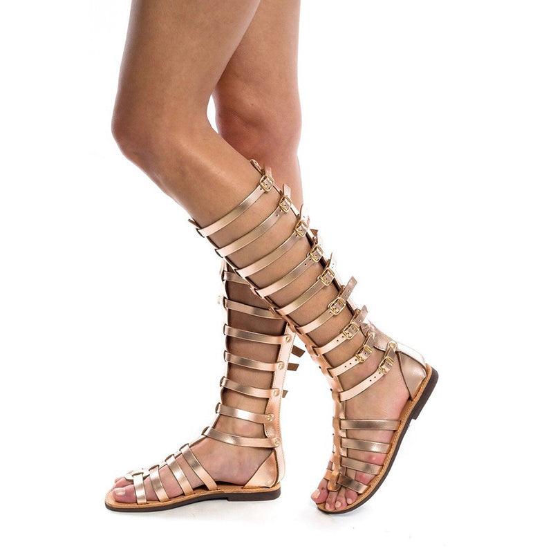 New Roman Gladiator Sandals Boots Summer Open Toe Hollow Flat Shoes Fashion Belt Buckle Sandals For Women - fadidesign