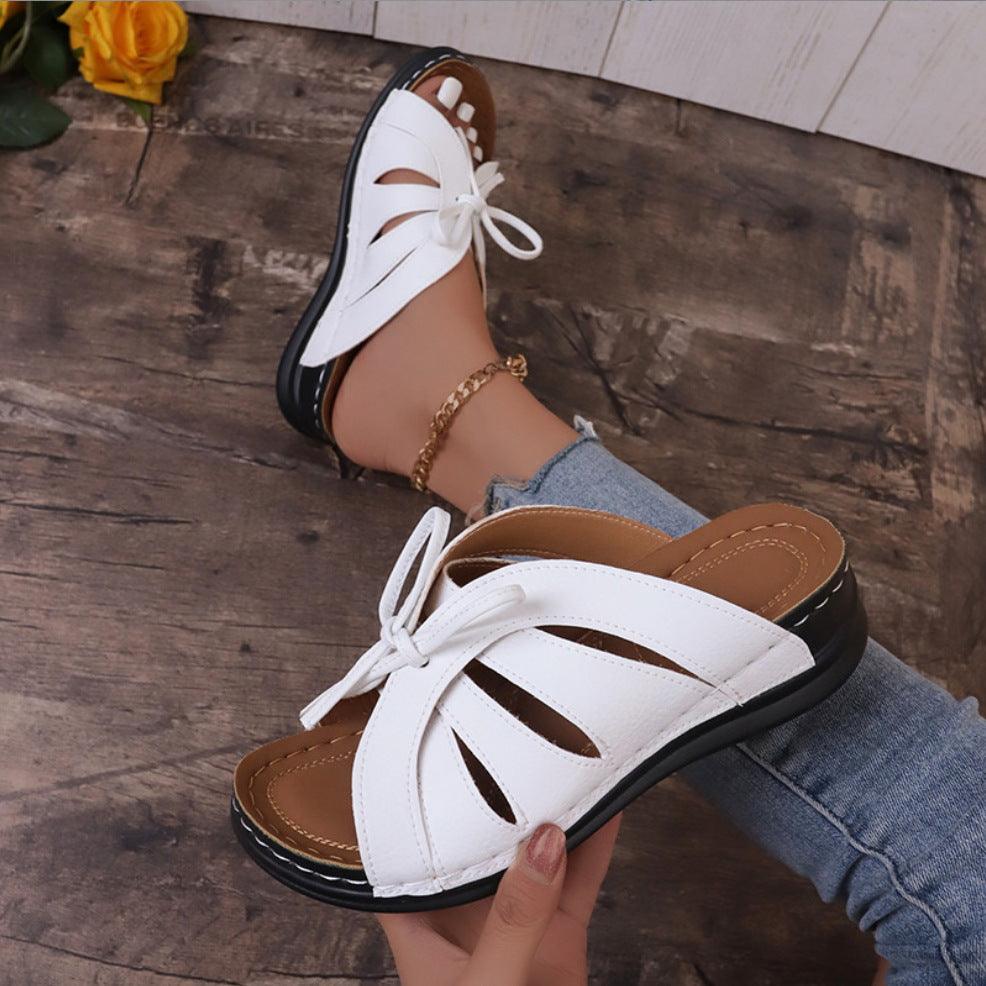 New Roman Shoes For Women Lace-up Platform Wedges Sandals Summer Fashion Slides Casual Vacation Beach Slippers - fadidesign