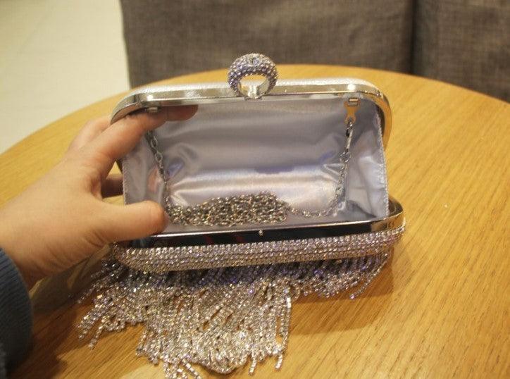 new shiny diamond ladies fringed hand bag bag bag bag night party party bride Xiekua package - fadidesign