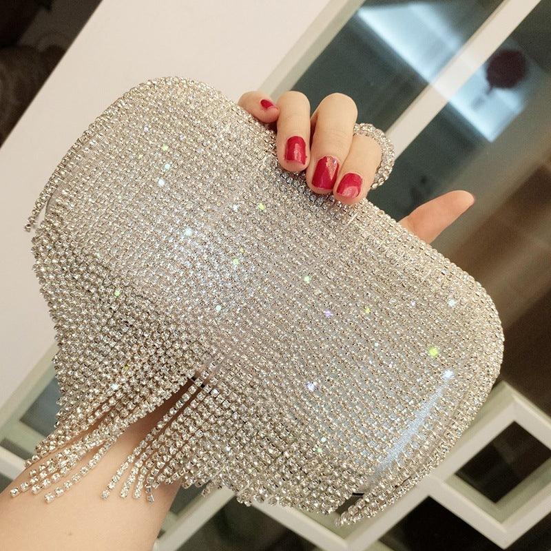 new shiny diamond ladies fringed hand bag bag bag bag night party party bride Xiekua package - fadidesign