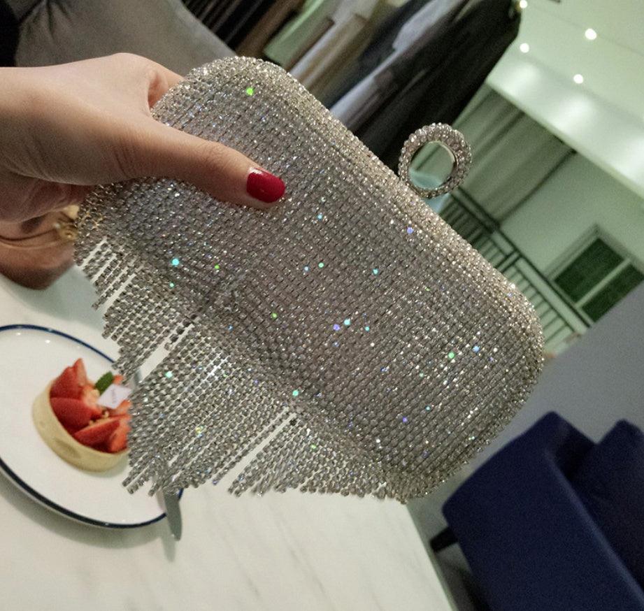 new shiny diamond ladies fringed hand bag bag bag bag night party party bride Xiekua package - fadidesign