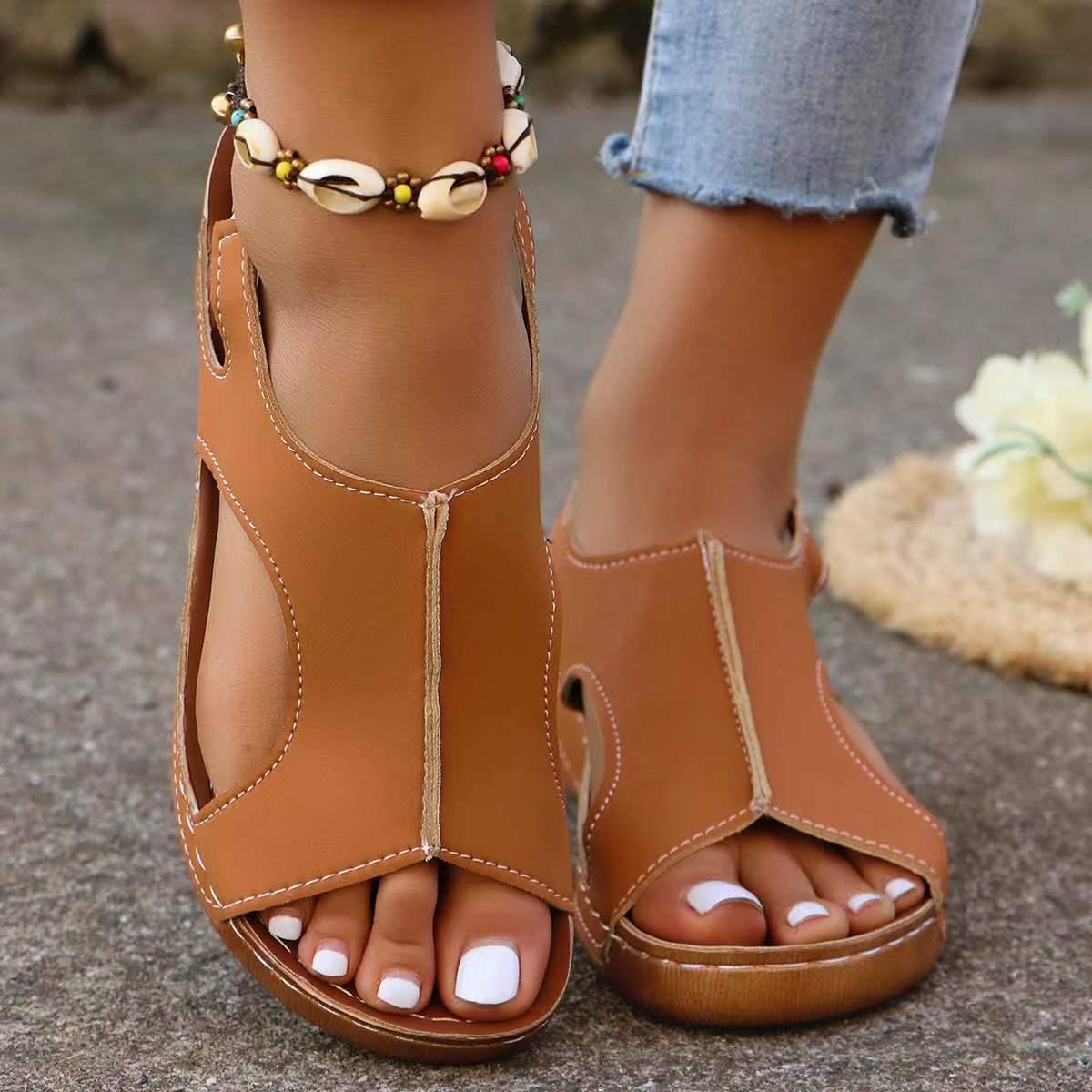 New Summer Wedges Sandals With Elastic Band Design Casual Fish Mouth Shoes For Women - fadidesign