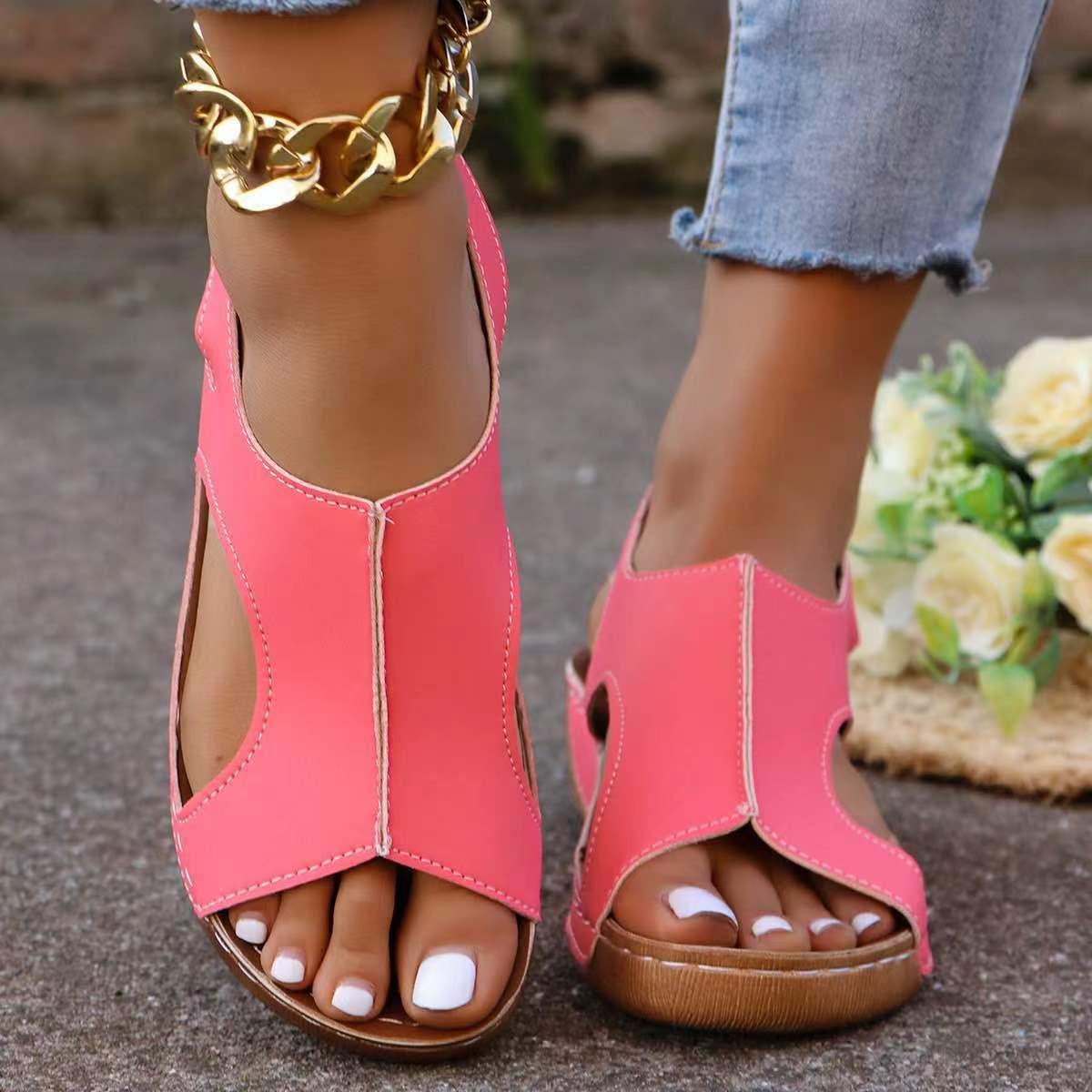 New Summer Wedges Sandals With Elastic Band Design Casual Fish Mouth Shoes For Women - fadidesign