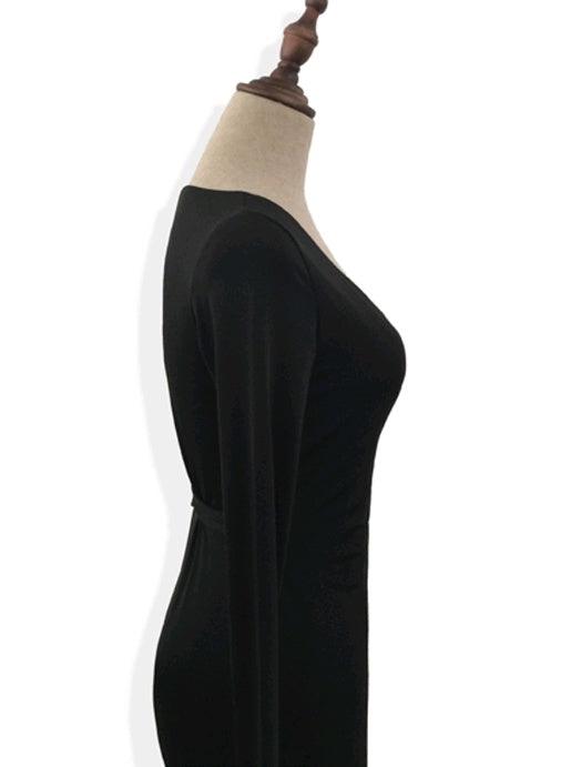 New V-neck Tie Waist Slim Slimming Dress - fadidesign