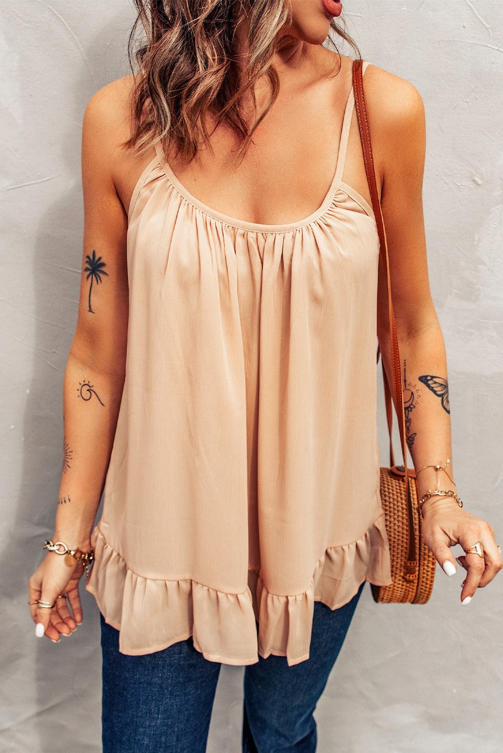 New Women's Ruffled Suspenders Sleeveless Vest Women - fadidesign