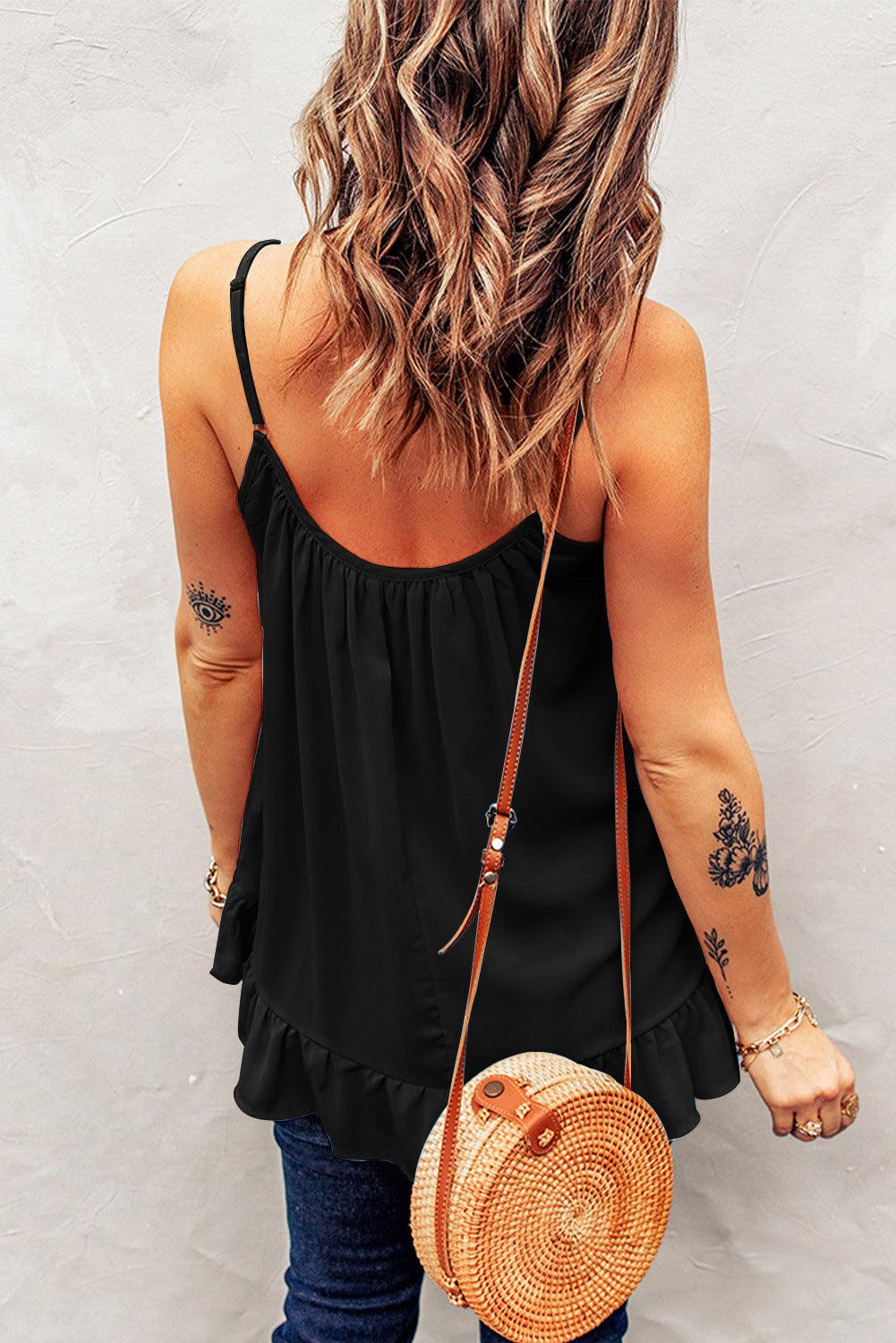 New Women's Ruffled Suspenders Sleeveless Vest Women - fadidesign