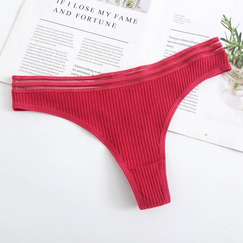 New Womens Underwear Panties Cotton Sexy Thong Soft Low-Waist G-String Breathable Comfortable Fashion Lingerie - fadidesign