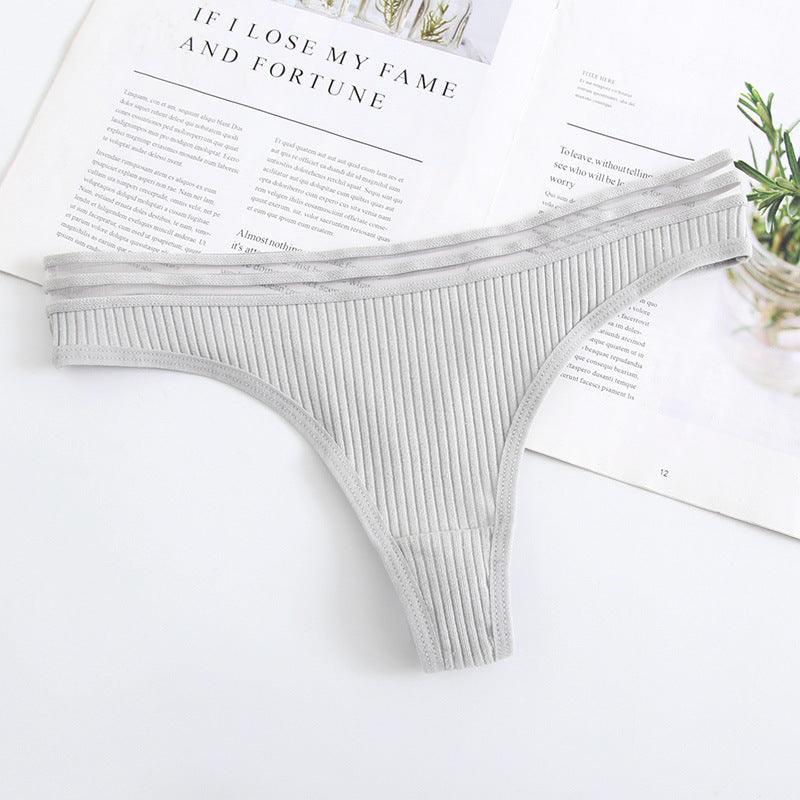 New Womens Underwear Panties Cotton Sexy Thong Soft Low-Waist G-String Breathable Comfortable Fashion Lingerie - fadidesign