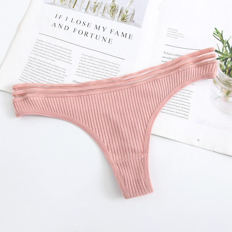 New Womens Underwear Panties Cotton Sexy Thong Soft Low-Waist G-String Breathable Comfortable Fashion Lingerie - fadidesign