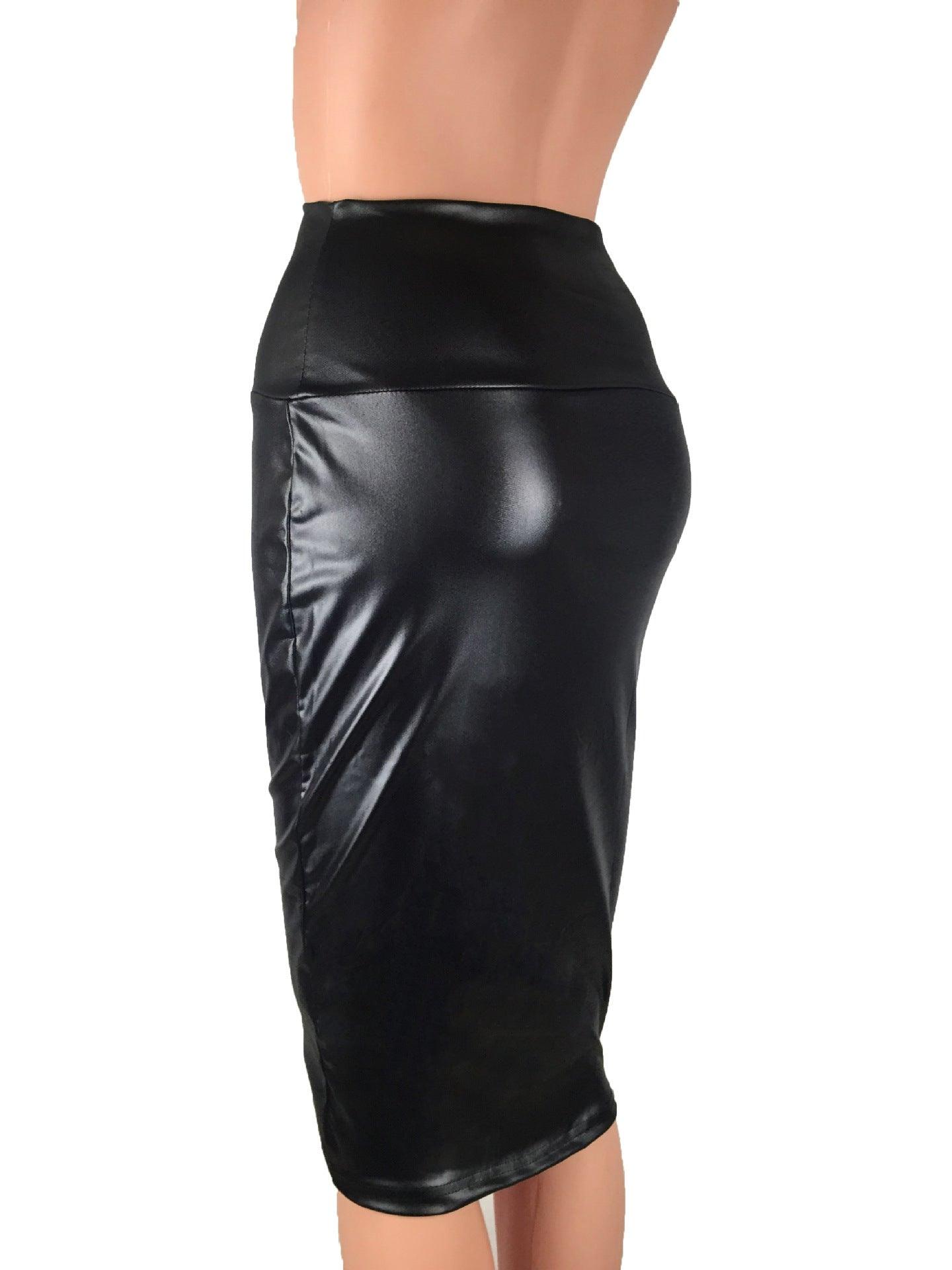 Newly Women High Waist Faux Leather Pencil Skirt Bodycon Skirt Solid Sexy OL Office Skirts - fadidesign